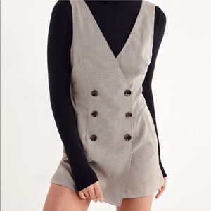Urban Outfitters plaid wrap front short romper
